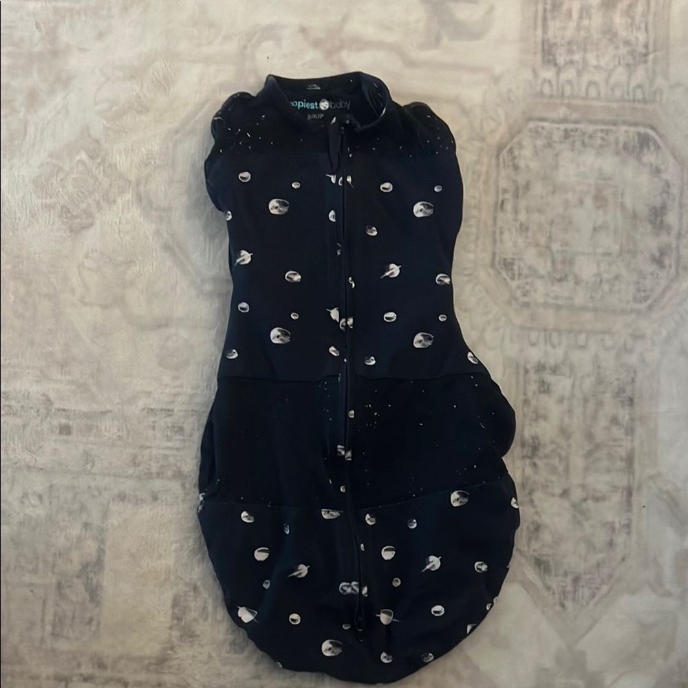 Poppies & Baby Black Sleep Sack with Moon Print